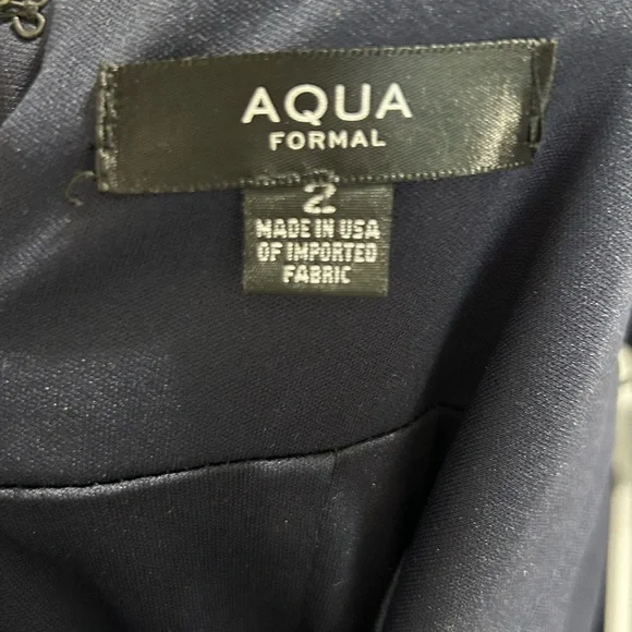 Aqua Formal One Shoulder Keyhole Navy Dress - Picture 6 of 6